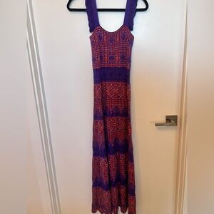 Elegant Crochet Purple and Red Women’s Dress